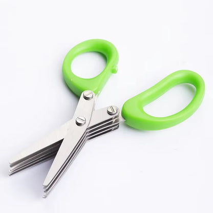 Multipurpose Cutting Shears with Stainless Steel 3/5 Layer Herb Stripper Kitchen Scissors Pepper Herb Scissors Shredded Chopped