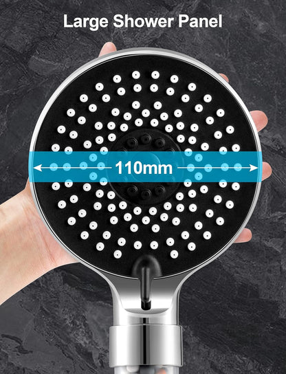 Pommeau De Douche Avec Filtre Economie Deau, Pommeau Douche anti Calcaire Haute Pression, Douchette Douche Salle De Bain À Effet Pluie Avec 5 Types De Jets Noir