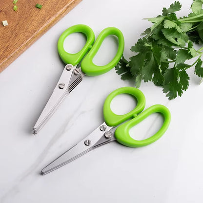 Multipurpose Cutting Shears with Stainless Steel 3/5 Layer Herb Stripper Kitchen Scissors Pepper Herb Scissors Shredded Chopped